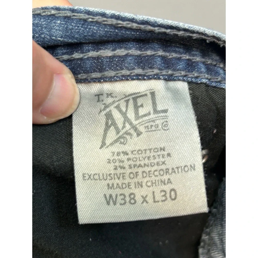 T.K. Axel Jeans Mens‎ 38x30 Blue Slim Straight Medium Wash Stretch Denim Pants